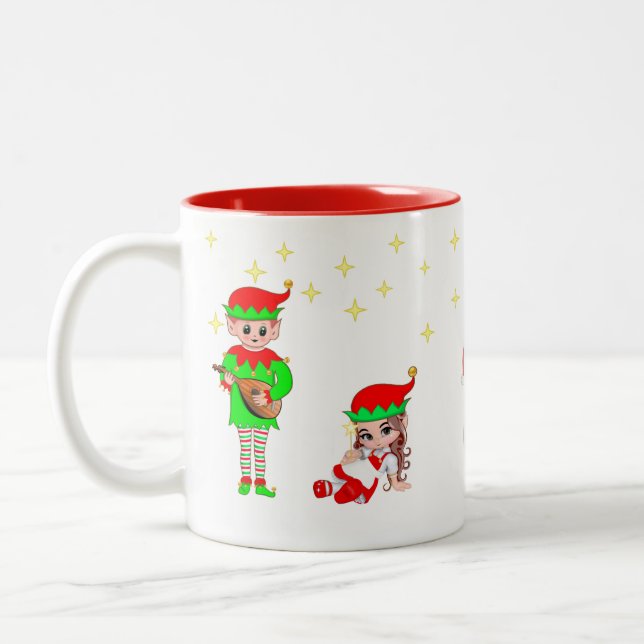 Tasse 2 Couleurs Fée de Noël, Elfe et Étoiles (Gauche)