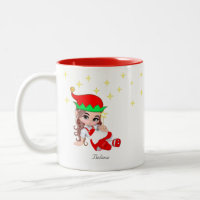 Fée de Noël habillée de rouge et d'étoiles