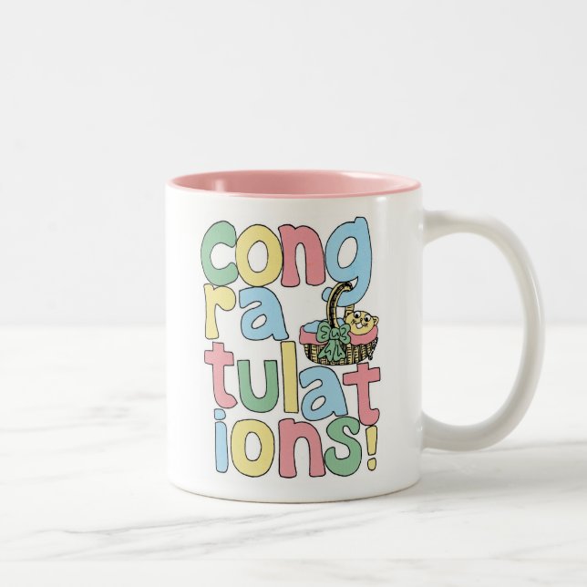 Tasse 2 Couleurs Félicitations de BÉBÉ (fille) (Droit)