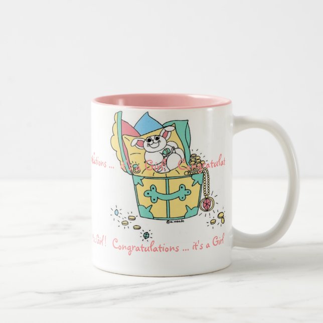 Tasse 2 Couleurs Félicitations de BÉBÉ (fille) (Droit)