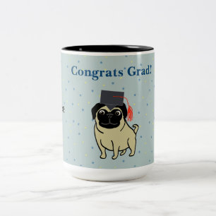 Tasse 2 Couleurs Félicitations diplômé Pug