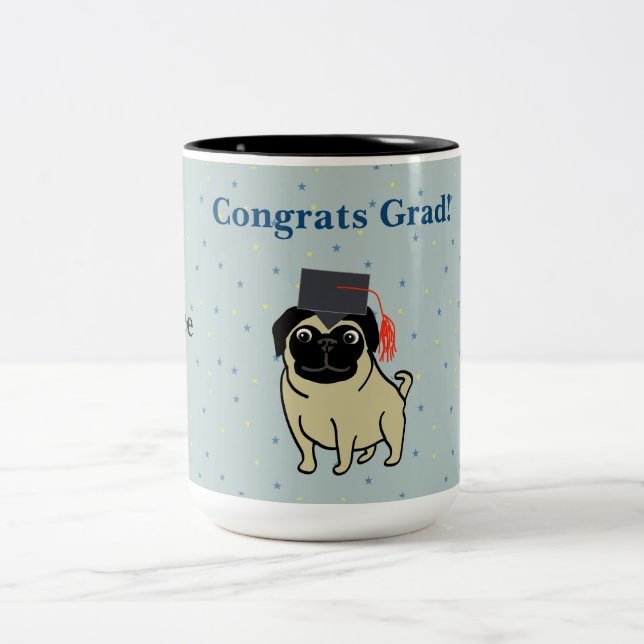 Tasse 2 Couleurs Félicitations diplômé Pug (Centre)