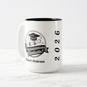 Tasse 2 Couleurs Félicitations Rétro Diplômé Badge Promotion 2026