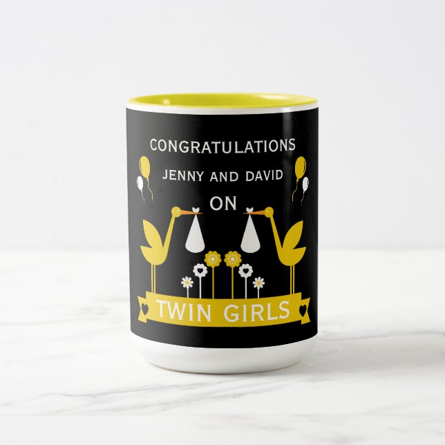 Tasse 2 Couleurs Félicitations Stalk Delivery Twins (Centre)