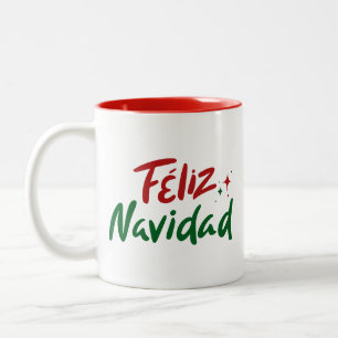 Tasse 2 Couleurs Feliz Navidad écriture manuscrite
