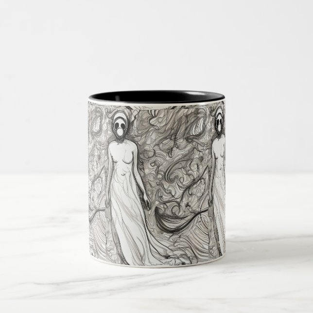 Tasse 2 Couleurs Femme au masque à gaz (Centre)