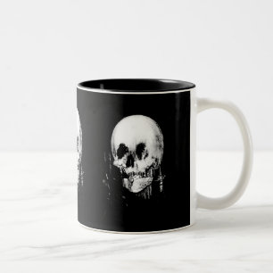 Tasse 2 Couleurs Femme avec Halloween Réflexion crâne en miroir