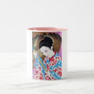 Tasse 2 Couleurs Femme classique japonaise orientale fraîche avec