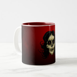 Tasse 2 Couleurs Femme Crâne de Sucre Gothique Rose Rouge Jour des