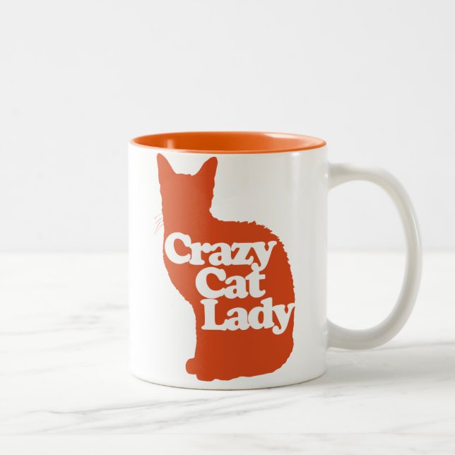 Tasse 2 Couleurs Femme de chat folle (Droit)