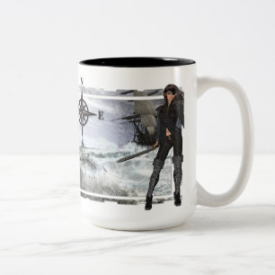 Tasse 2 Couleurs Femme de pirate avec des conceptions des eaux