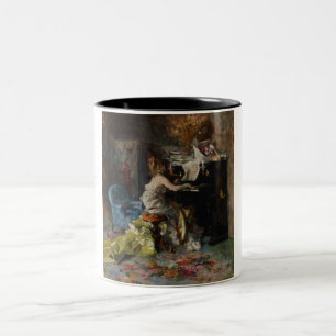 Tasse 2 Couleurs Femme élégante jouant du piano (Giovanni Boldini)
