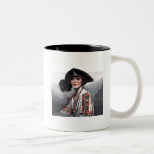Tasse 2 Couleurs Femme en blouse brodée