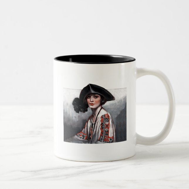 Tasse 2 Couleurs Femme en blouse brodée (Droit)