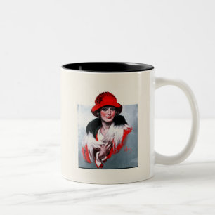 Tasse 2 Couleurs Femme en Casquette rouge