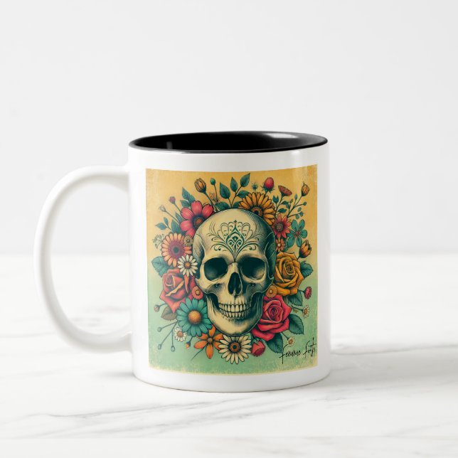 Tasse 2 Couleurs Femme Forte Crâne (Gauche)