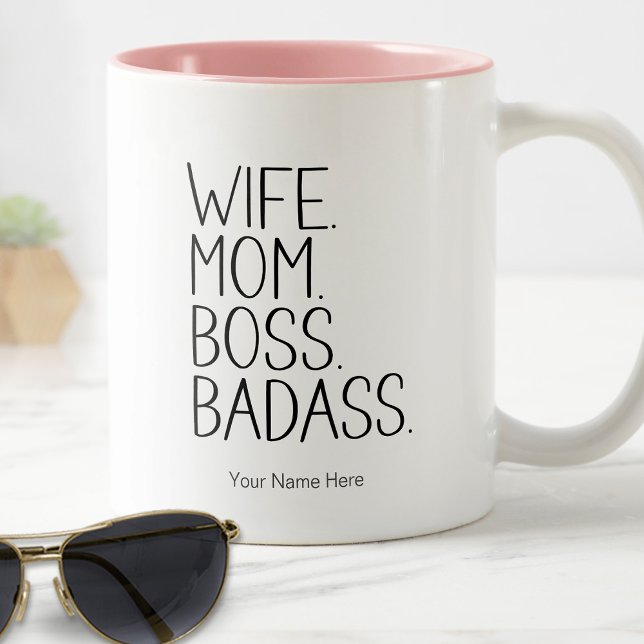 Tasse 2 Couleurs Femme Maman Boss Badass Drôle Drôle Dire Maman Hum (Wife. Mom. Boss. Badass. Coffee Mug)
