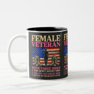 Tasse 2 Couleurs Femme vétéran militaire drôle Drapeau américain