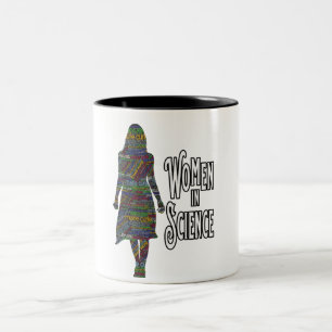 Tasse 2 Couleurs Femmes En Science Femme Silhouette Word Remplissag