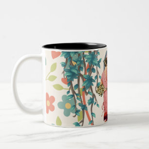 Tasse 2 Couleurs Femmes vintages florales rétro costumisable Deux t
