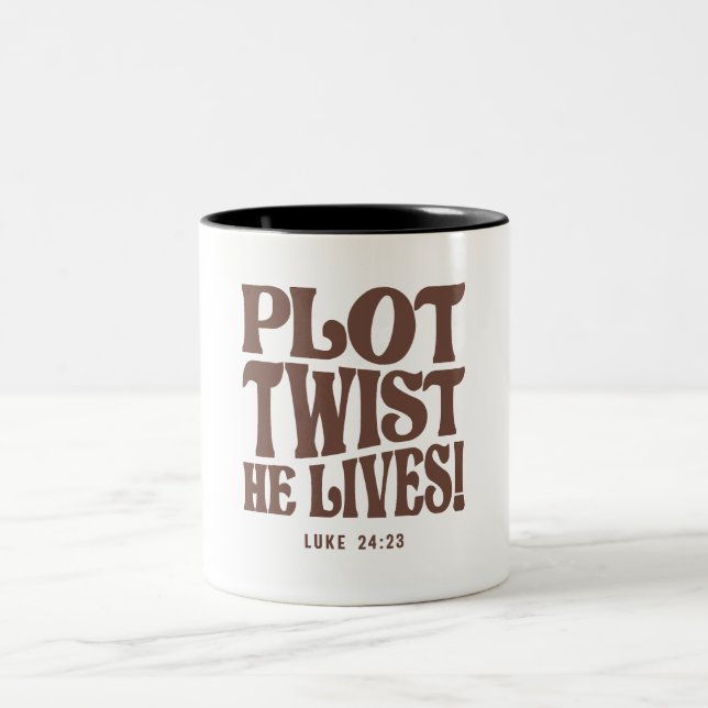 Tasse 2 Couleurs Fente Il Vit Luc 24:23 Verse Bible (Centre)
