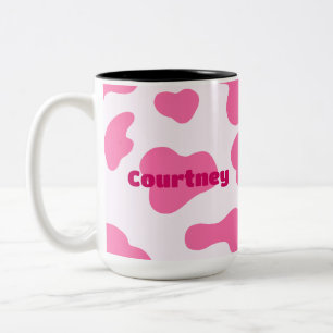 Tasse 2 Couleurs Ferme Animale Monogramme Vache Rose Imprimée