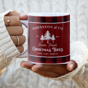 Tasse 2 Couleurs Ferme de Noël Rustique Nom Personnalisé