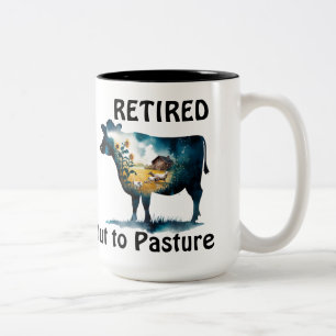 Tasse 2 Couleurs Ferme de vaches amusante Thème de retraite en pâtu
