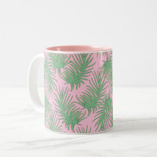 Tasse 2 Couleurs Ferne branches sur rose.