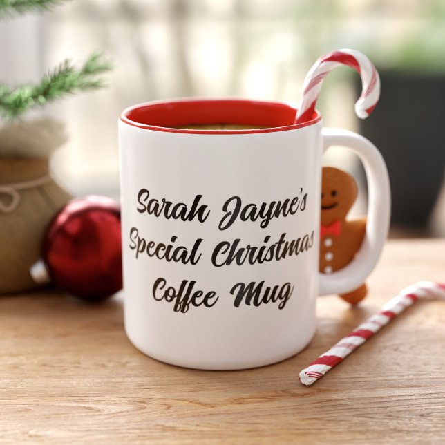 Tasse 2 Couleurs Festif de Noël Cheer Typographie moderne (Fill this mug with festive cheer and bring it out each year)