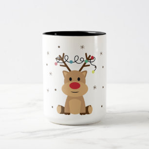 Tasse 2 Couleurs Festif mignon renne de Noël