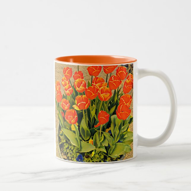 Tasse 2 Couleurs Festival floral moderne des tulipes (Droit)