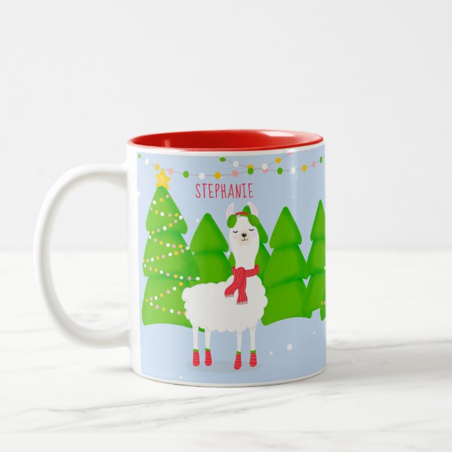 Tasse 2 Couleurs Festive Llama Christmas (Gauche)