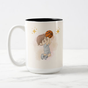 Tasse 2 Couleurs Fête d'anniversaire de basketball à l'aquarelle