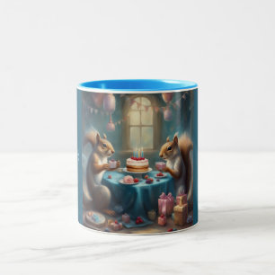 Tasse 2 Couleurs Fête d'anniversaire des écureuils fantaisistes 