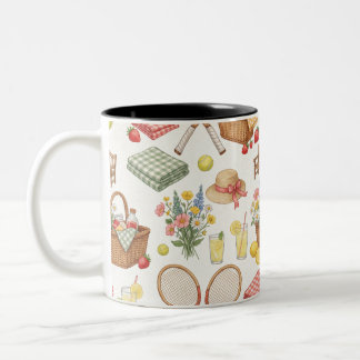 Tasse 2 Couleurs Fête de jardin de tennis avec raquettes et fraises