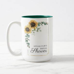 Tasse 2 Couleurs Fête de mariage avec cadre géométrique eucalyptus