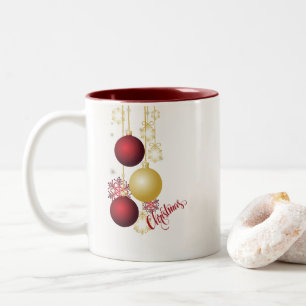 Tasse 2 Couleurs Fête de Noël blanche, or et rouge