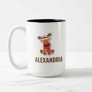 Tasse 2 Couleurs Fête de Noël du Père Noël de Rudolph