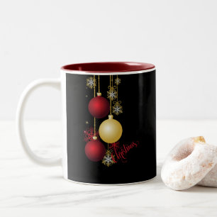 Tasse 2 Couleurs Fête de Noël noire, or et rouge