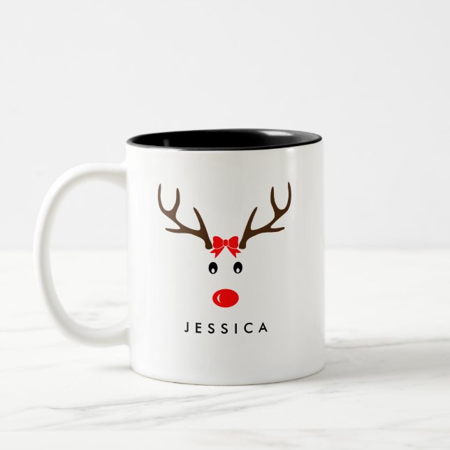 Tasse 2 Couleurs Fête de Noël Reindeer (Gauche)