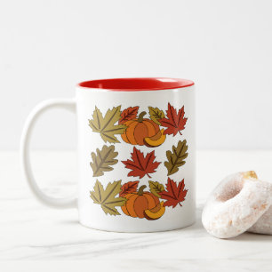 Tasse 2 Couleurs Fête de Thanksgiving avec citrouille et feuilles d