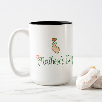 Tasse 2 Couleurs Fête des Mères Coréen Minimaliste M cœur doigt