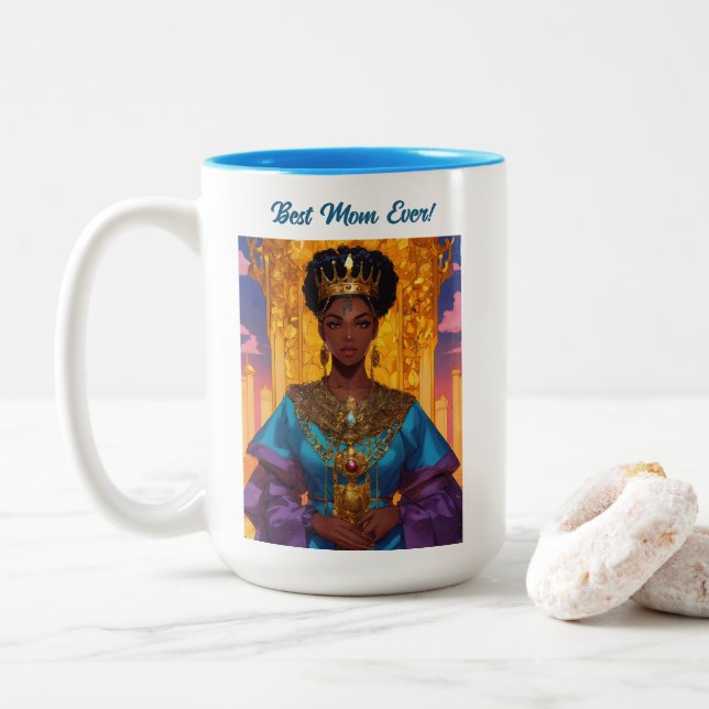 Tasse 2 Couleurs Fête des Mères de la Reine d'Amérique d'Afrique (Avec donut)