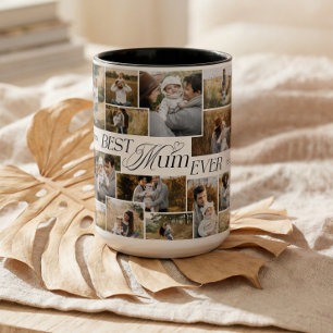 Tasse 2 Couleurs Fête des Mères Élégante Meilleure Maman Collage Ph
