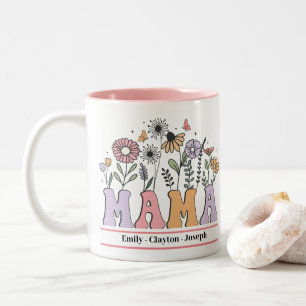 Tasse 2 Couleurs Fête des mères Floral Mama Nom personnalisé