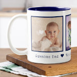 Tasse 2 Couleurs Fête des pères 3 Photos Personnalisées Marine Bleu<br><div class="desc">Tasse à café imprimée personnalisée personnalisée avec vos photos et un message de Fête des pères personnalisé. Ajoutez 3 photos spéciales avec un message personnel. Message-moi si vous avez besoin d'aide ou avez des demandes spéciales.</div>