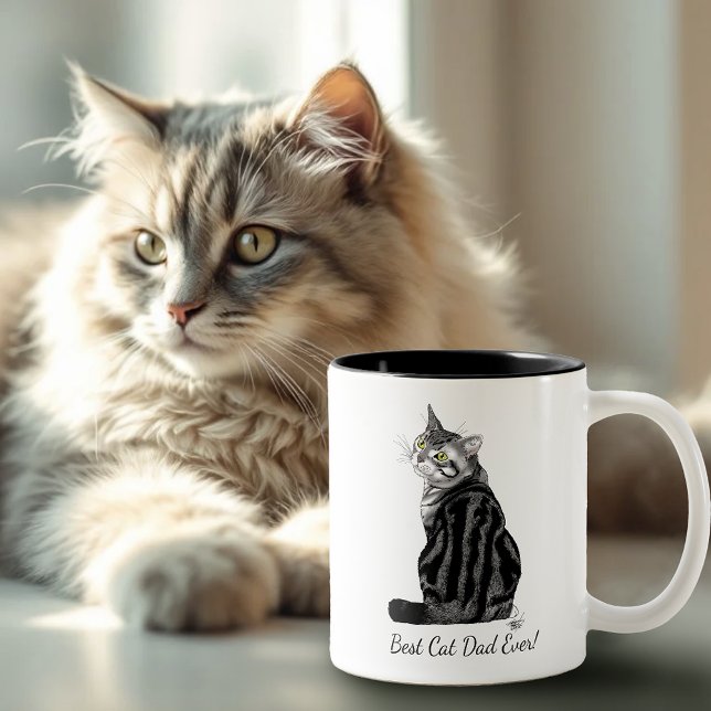 Tasse 2 Couleurs Fête des pères Tabby Argent (Créateur téléchargé)