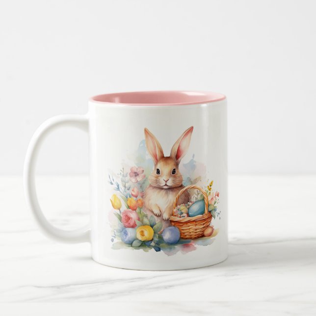 Tasse 2 Couleurs Fête du printemps - Lapin de Pâques (Gauche)