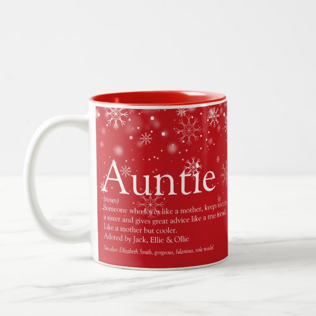 Tasse 2 Couleurs Fêtes de Noël Meilleure tante Tante Définition  (Gauche)